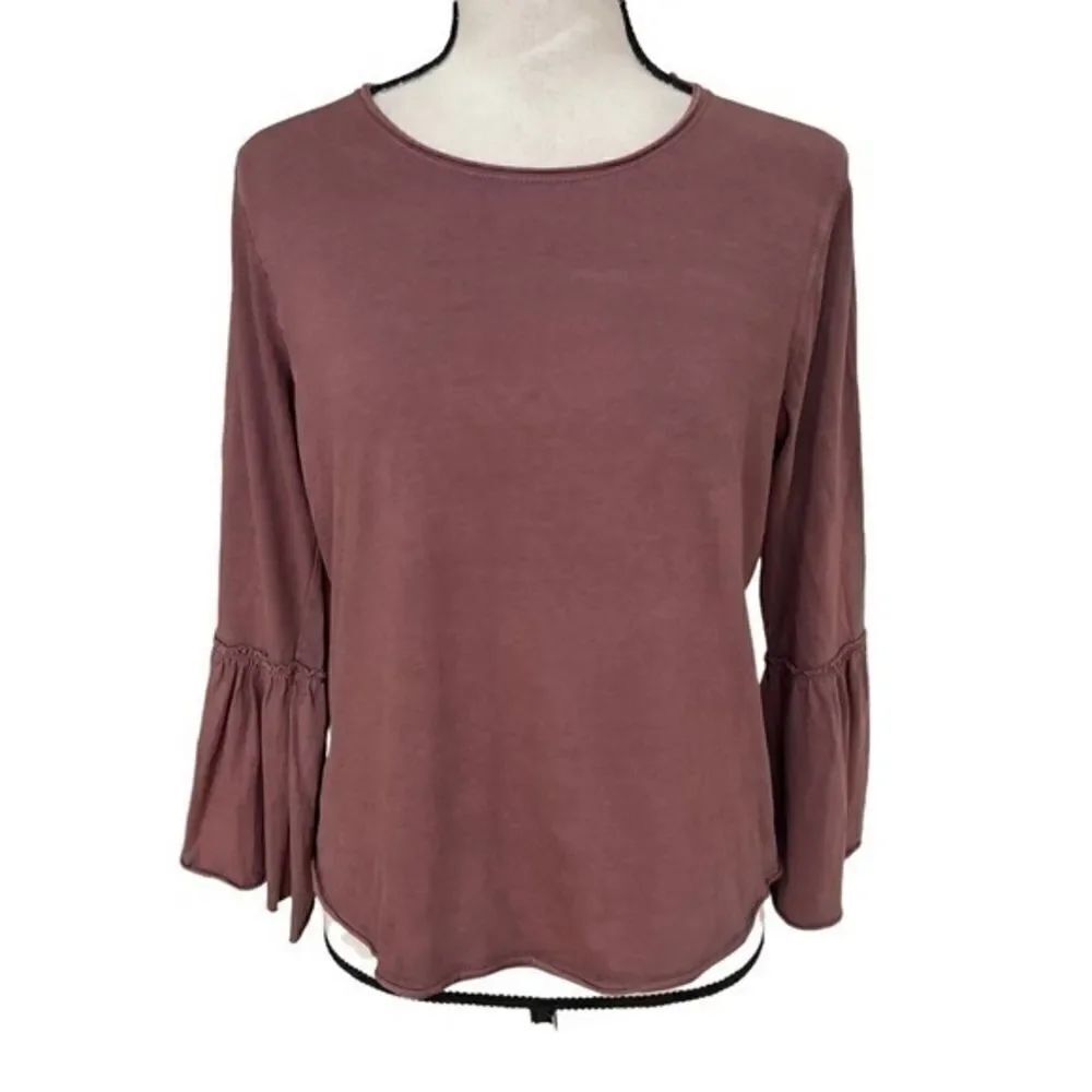 Abercrombie & Fitch burgundy long bell sleeve top size M cotton.